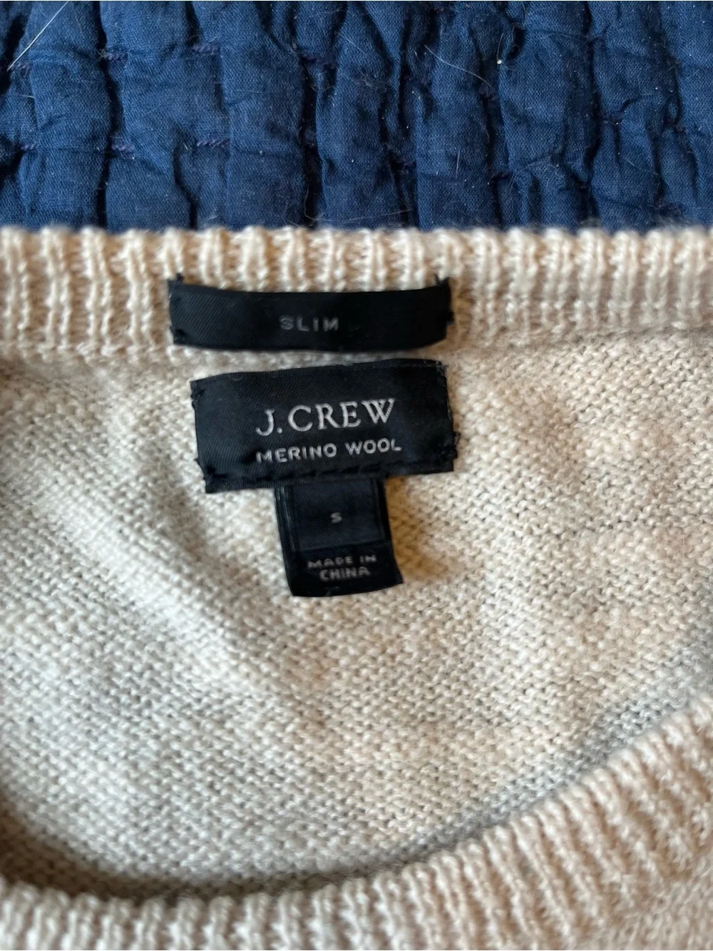 J. Crew Men’s Cream Crewneck Wool Blend Sweater